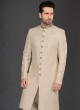 Thread Work Sherwani In Cream Color